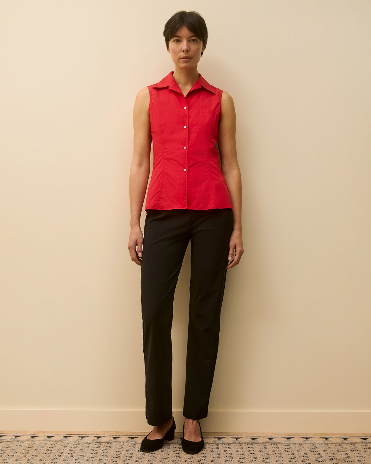 ROSIE SLEEVELESS SHIRT | Red