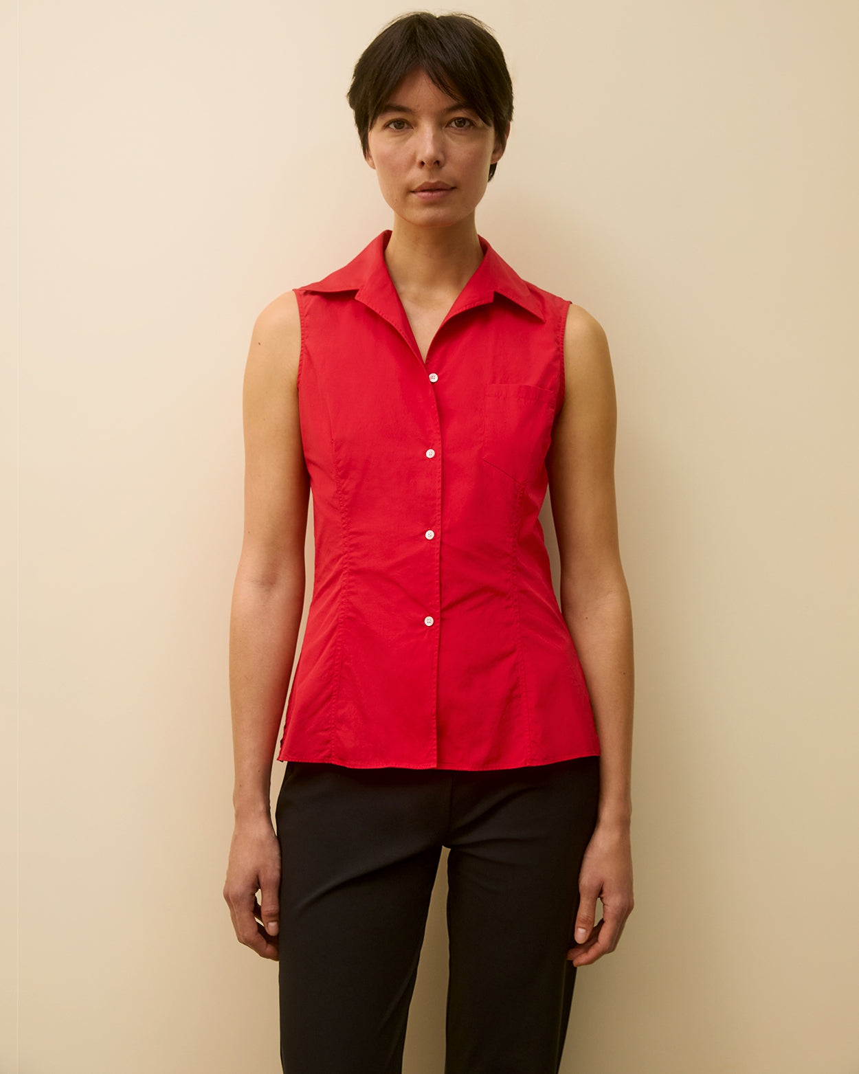ROSIE SLEEVELESS SHIRT | Red