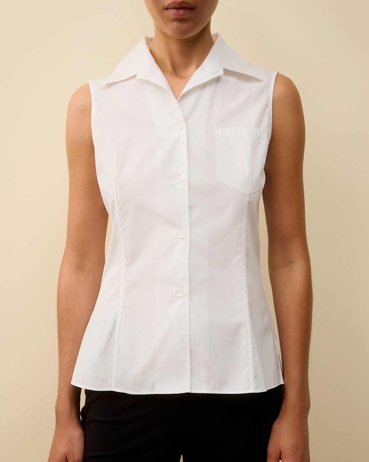 ROSIE SLEEVELESS SHIRT | White ROSIE SLEEVELESS SHIRT | White